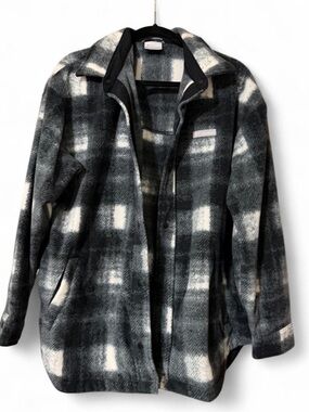 Columbia Black & White Plaid Teddy Fleece Jacket